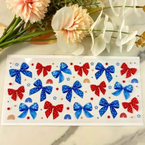 Red and Blue Bows | 16 oz UV DTF Wrap