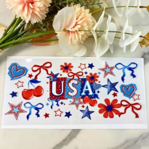 USA Floral and Bows | 16 oz UV DTF Wrap