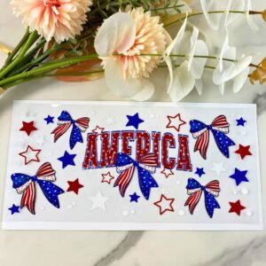 America Bows and Stars | 16 oz UV DTF Wrap