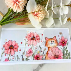 Cat in Flowers | 16 oz UV DTF Wrap