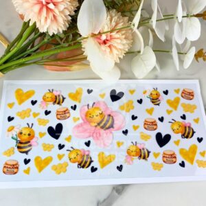 Cute Happy Bees | 16 oz UV DTF Wrap