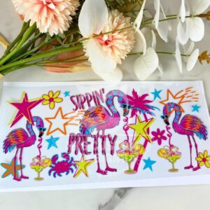 Sippin Pretty Flamingo | 16 oz UV DTF Wrap