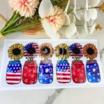 Patriotic Sunflower Jars | 16 oz UV DTF Wrap